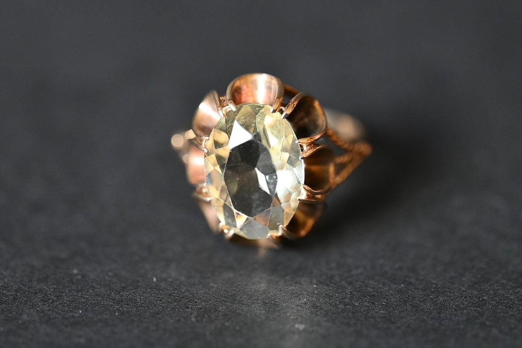 Estate / Vintage 9 Ct Gold & Citrine Cocktail Ring