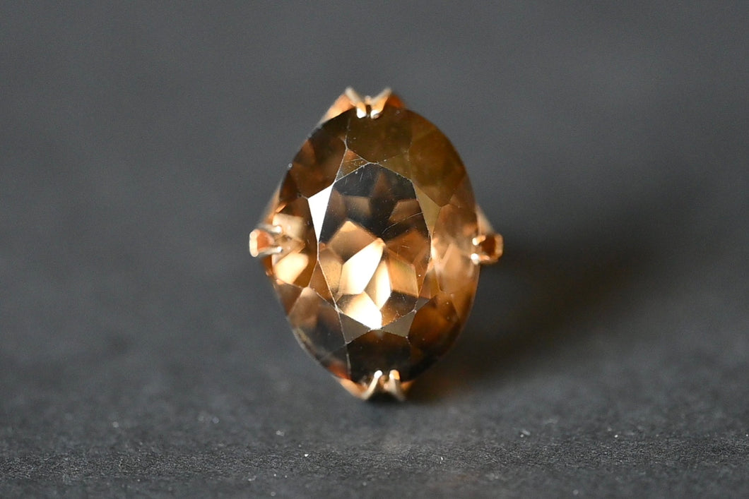 An Early 1970s 9 Carat Gold & Smoky Quartz Ring