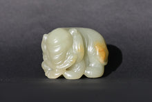 Load image into Gallery viewer, Turn of Century, Late Qing Monkey on Elephant Jade Handling Piece
