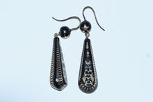 Load image into Gallery viewer, A Late Victorian Pair of Piqué Inlaid Drop Earrings
