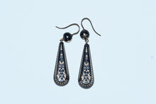 Load image into Gallery viewer, A Late Victorian Pair of Piqué Inlaid Drop Earrings
