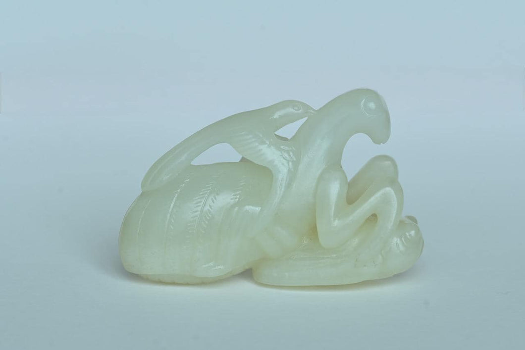 Qing Dynasty Bird, Mantis, and Cicada Jade Carving