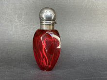 Load image into Gallery viewer, Charles May Ruby Glass &amp; Sterling Silver Scent Bottle (dated 1889)
