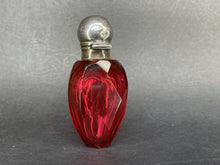 Load image into Gallery viewer, Charles May Ruby Glass &amp; Sterling Silver Scent Bottle (dated 1889)
