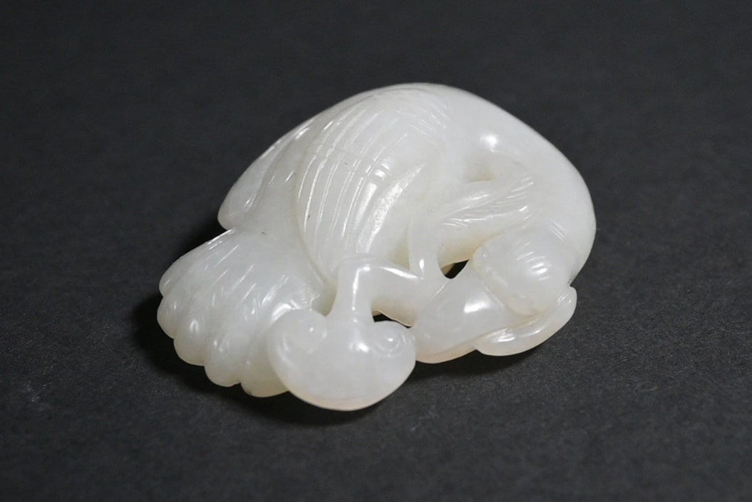 Qing Dynasty (1800s) Jade Crane Figural Group