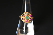 Load image into Gallery viewer, 1970s 9 Carat Emerald &amp; Ruby Cocktail Ring
