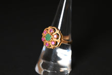 Load image into Gallery viewer, 1970s 9 Carat Emerald &amp; Ruby Cocktail Ring
