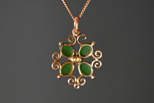 Load image into Gallery viewer, Antique 9 Carat Gold Chrysoprase Clover Pendant
