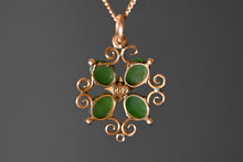 Load image into Gallery viewer, Antique 9 Carat Gold Chrysoprase Clover Pendant
