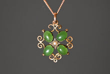 Load image into Gallery viewer, Antique 9 Carat Gold Chrysoprase Clover Pendant
