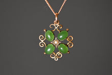 Load image into Gallery viewer, Antique 9 Carat Gold Chrysoprase Clover Pendant
