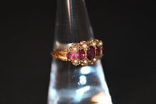 Load image into Gallery viewer, Victorian 9 Carat Gold Rhodolite &amp; Pearl Ring
