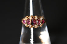 Load image into Gallery viewer, Victorian 9 Carat Gold Rhodolite &amp; Pearl Ring
