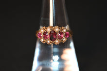 Load image into Gallery viewer, Victorian 9 Carat Gold Rhodolite &amp; Pearl Ring
