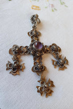 Load image into Gallery viewer, Vintage Bernice Goodspeed (Eagle 28) Taxco S. Silver Amethyst Cross Pendant
