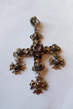 Load image into Gallery viewer, Vintage Bernice Goodspeed (Eagle 28) Taxco S. Silver Amethyst Cross Pendant
