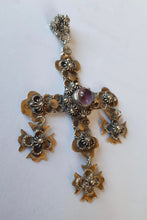 Load image into Gallery viewer, Vintage Bernice Goodspeed (Eagle 28) Taxco S. Silver Amethyst Cross Pendant
