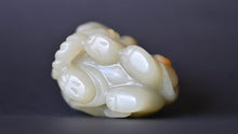 Load image into Gallery viewer, Turn of Century, Late Qing Monkey on Elephant Jade Handling Piece
