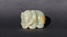 Load image into Gallery viewer, Turn of Century, Late Qing Monkey on Elephant Jade Handling Piece
