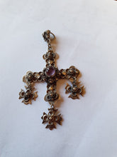 Load image into Gallery viewer, Vintage Bernice Goodspeed (Eagle 28) Taxco S. Silver Amethyst Cross Pendant
