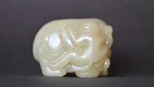 Load image into Gallery viewer, Turn of Century, Late Qing Monkey on Elephant Jade Handling Piece
