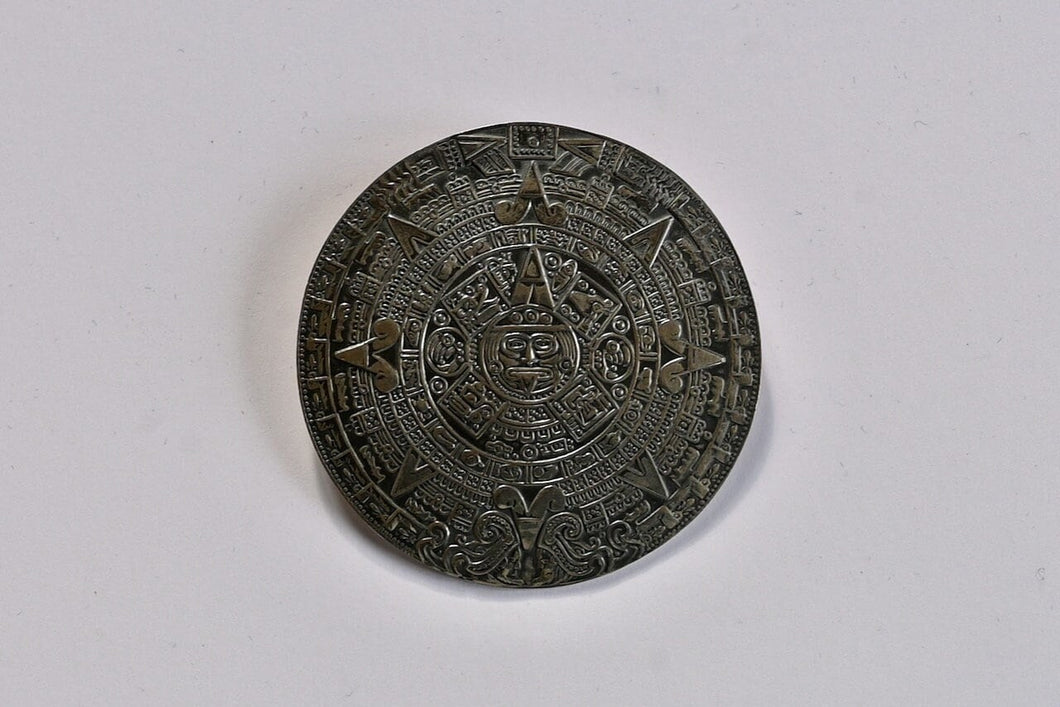 Vintage, Mexican Sterling Silver Aztec Calendar Pendant-Brooch