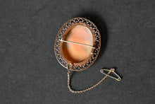 Load image into Gallery viewer, A Victorian 9 Carat Rose Gold Hermes Shell Cameo Brooch
